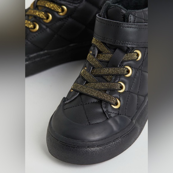 Sz 12 US H&M faux shearling lined-high tops elastic laces elastic slip on - Picture 5 of 5